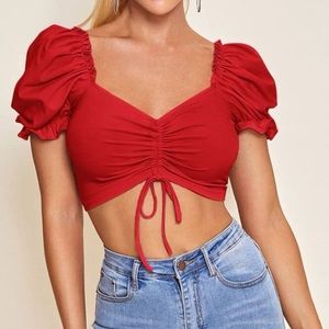 Red Off the Shoulder Top